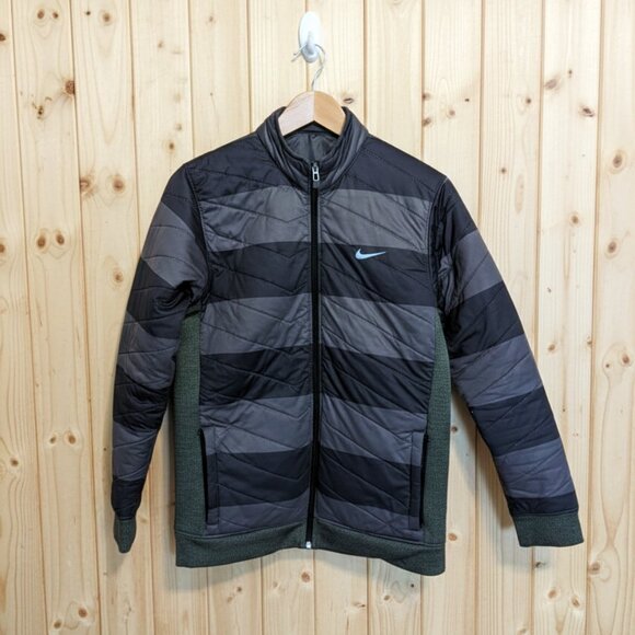 🔥 NIKE Mens Quilted Padded Training Winter Jacket Gray/Black Athletic Coat Sz L - Picture 3 of 9